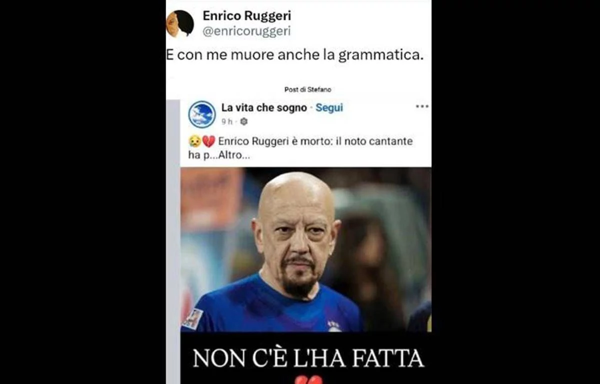Enrico Ruggeri è morto? No, bufala social con errore di ortografia. E lui corregge…