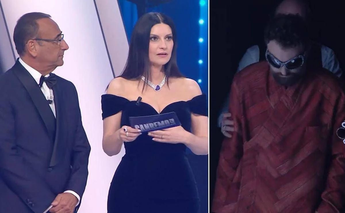 Sanremo, Laura Pausini interrotta dalle risate: Dargen D’Amico si ‘autospoilera’