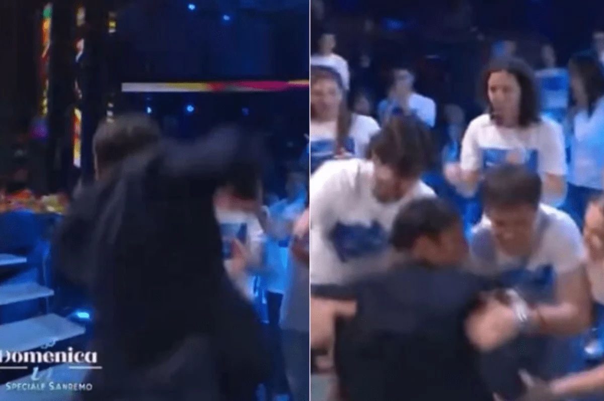 Sal Da Vinci canta a Domenica In, raggiunge la platea e… cade