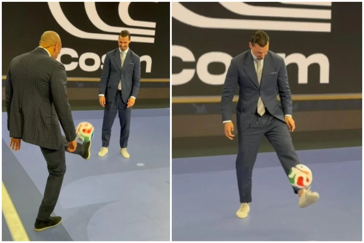 Ibrahimovic, show ai Mondiali: palleggia con Henry… nello studio tv